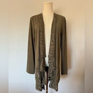 NWOT Alberto Makali Olive Faux Suede Perforated Jacket size Medium